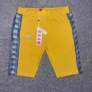 NWT Kappa 222 Banda Dicles 2 Shorts Size XSmall Yellow Yolk/Blue Dusk/White